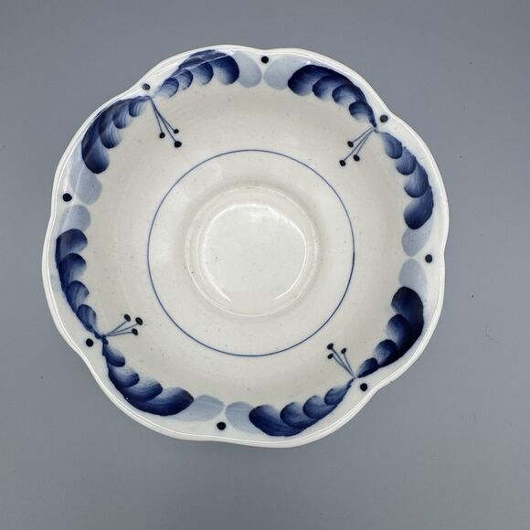 Vtg Gzhel Salad Fruit Bowl Hand Painted USSR Blue White Compote Footed Ceramic - Picture 3 of 10